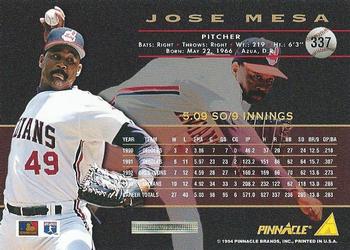 1994 Pinnacle #337 Jose Mesa Back