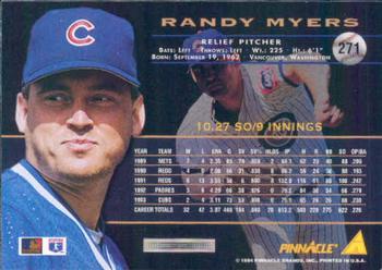 1994 Pinnacle #271 Randy Myers Back