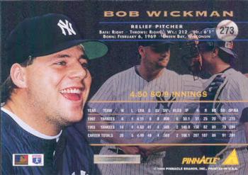 1994 Pinnacle #273 Bob Wickman Back