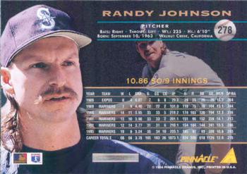 1994 Pinnacle #278 Randy Johnson Back