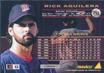 1994 Pinnacle #293 Rick Aguilera Back