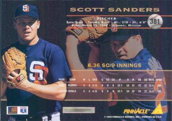 1994 Pinnacle #381 Scott Sanders Back