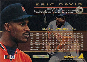 1994 Pinnacle #388 Eric Davis Back