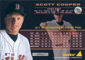 1994 Pinnacle #72 Scott Cooper Back