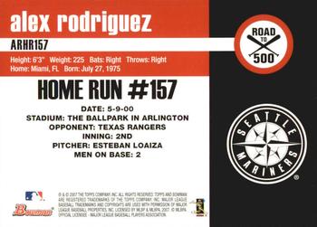 2007 Bowman - Alex Rodriguez: Road to 500 #ARHR157 Alex Rodriguez Back