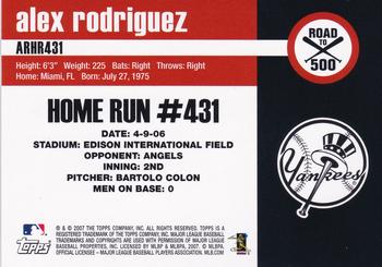 2007 Bowman Draft Picks & Prospects - Alex Rodriguez: Road to 500 #ARHR431 Alex Rodriguez Back