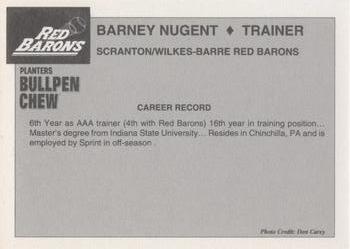 1992 Planters Bullpen Chew Scranton/Wilkes-Barre Red Barons #NNO Barney Nugent Back