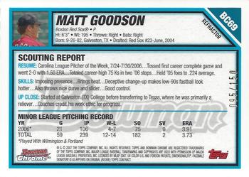 2007 Bowman - Chrome Prospects Blue Refractors #BC69 Matt Goodson Back