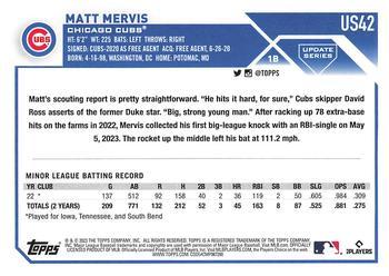 2023 Topps Update - Gold Foil #US42 Matt Mervis Back