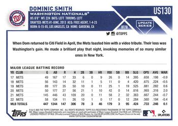 2023 Topps Update - Rainbow Foil #US130 Dominic Smith Back
