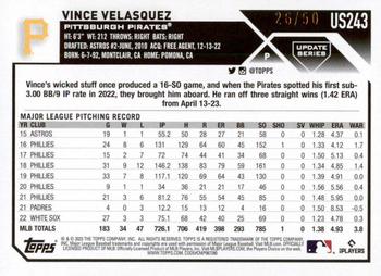 2023 Topps Update - Mother's Day Hot Pink #US243 Vince Velasquez Back
