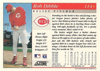 1994 Score #114 Rob Dibble Back