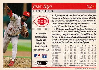 1994 Score #52 Jose Rijo Back