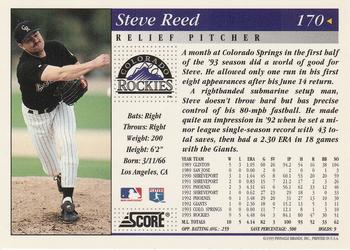 1994 Score #170 Steve Reed Back