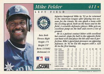 1994 Score #411 Mike Felder Back