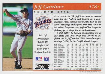 1994 Score #478 Jeff Gardner Back