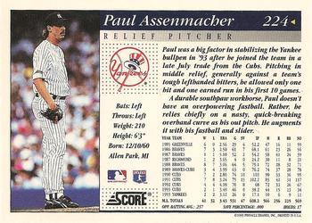 1994 Score #224 Paul Assenmacher Back