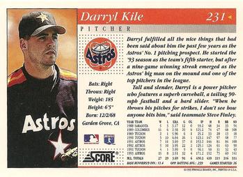 1994 Score #231 Darryl Kile Back