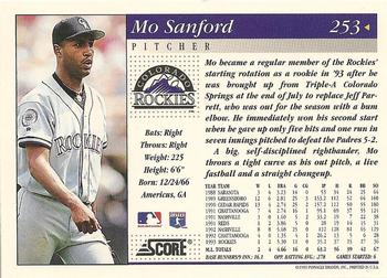 1994 Score #253 Mo Sanford Back