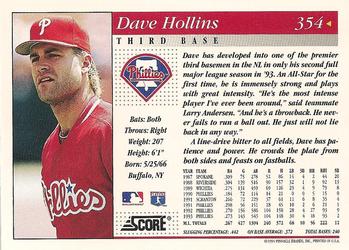 1994 Score #354 Dave Hollins Back
