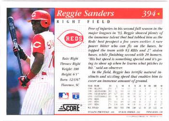 1994 Score #394 Reggie Sanders Back