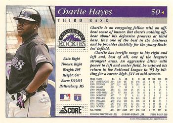 1994 Score #50 Charlie Hayes Back