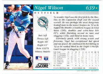 1994 Score #639 Nigel Wilson Back