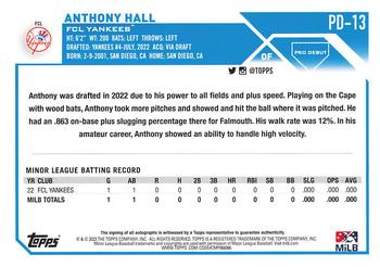 2023 Topps Pro Debut - Autographs #PD-13 Anthony Hall Back