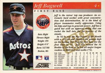 1994 Score - Gold Rush #4 Jeff Bagwell Back