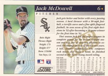 1994 Score - Gold Rush #6 Jack McDowell Back