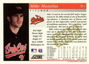 1994 Score - Gold Rush #9 Mike Mussina Back