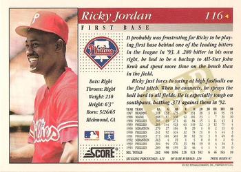 1994 Score - Gold Rush #116 Ricky Jordan Back