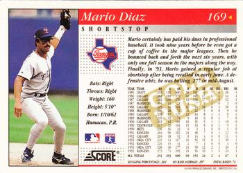 1994 Score - Gold Rush #169 Mario Diaz Back