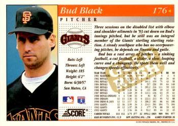 1994 Score - Gold Rush #176 Bud Black Back