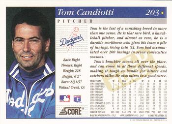 1994 Score - Gold Rush #203 Tom Candiotti Back