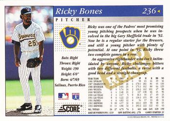 1994 Score - Gold Rush #236 Ricky Bones Back