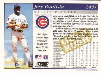 1994 Score - Gold Rush #249 Jose Bautista Back