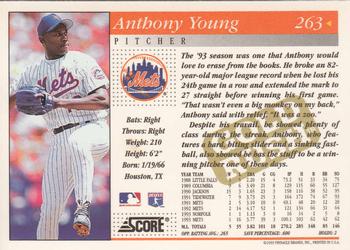 1994 Score - Gold Rush #263 Anthony Young Back