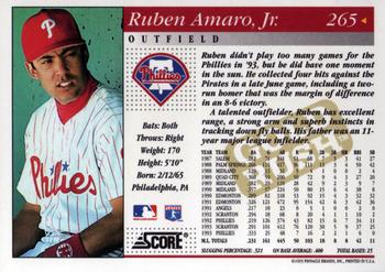 1994 Score - Gold Rush #265 Ruben Amaro Back