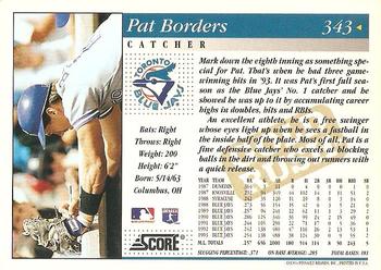 1994 Score - Gold Rush #343 Pat Borders Back