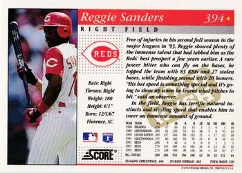 1994 Score - Gold Rush #394 Reggie Sanders Back