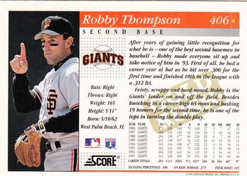 1994 Score - Gold Rush #406 Robby Thompson Back