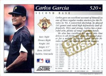 1994 Score - Gold Rush #520 Carlos Garcia Back