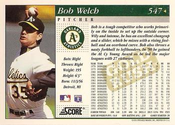 1994 Score - Gold Rush #547 Bob Welch Back