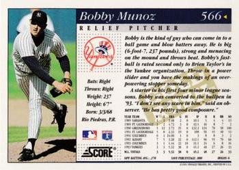 1994 Score - Gold Rush #566 Bobby Munoz Back