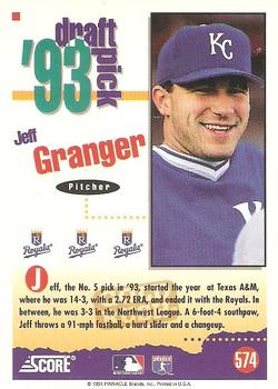 1994 Score - Gold Rush #574 Jeff Granger Back