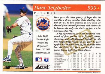 1994 Score - Gold Rush #599 Dave Telgheder Back