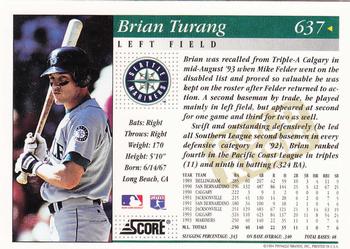 1994 Score - Gold Rush #637 Brian Turang Back