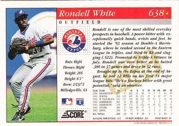 1994 Score - Gold Rush #638 Rondell White Back