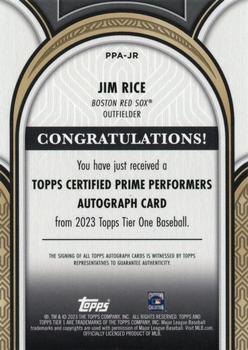 2023 Topps Tier One - Prime Performers Autographs #PPA-JR Jim Rice Back